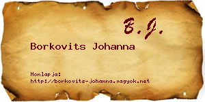 Borkovits Johanna névjegykártya